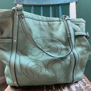 Aquamarine/Teal Coach Bucket style purse